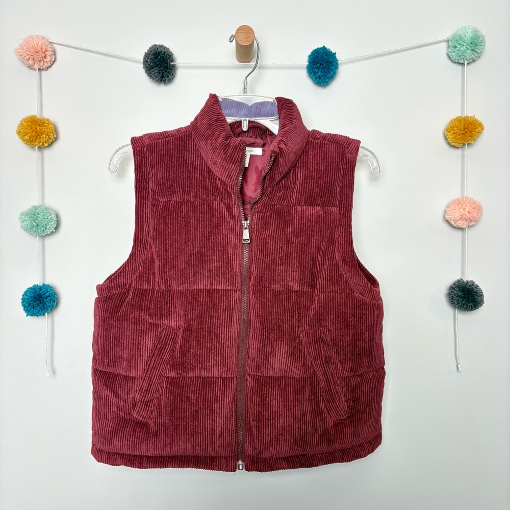Maurice’s Corduroy Maroon Zip Front Puffer Vest